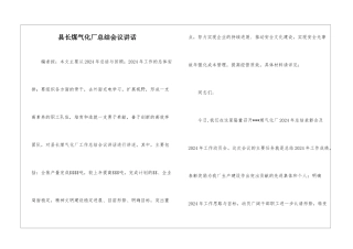 县长煤气化厂总结会议讲话