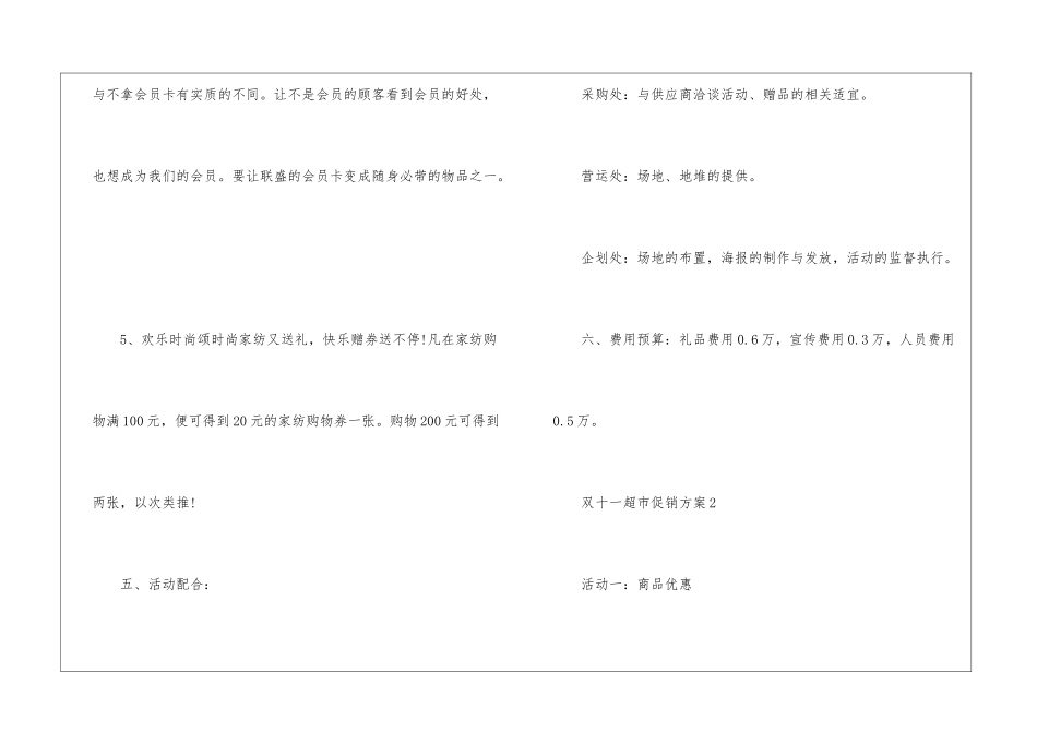 双十一超市促销方案20245篇_第3页