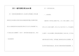 双十一超市促销方案20245篇
