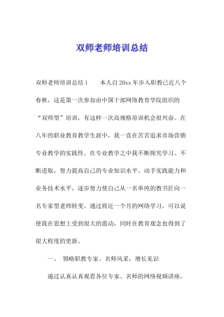 双师教师培训总结