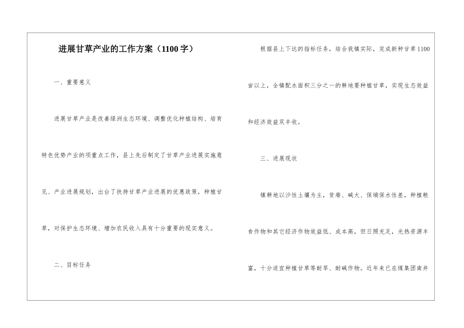 发展甘草产业的工作方案_第1页