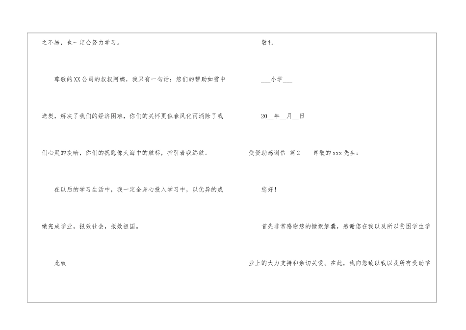 受资助感谢信模板合集九篇_第2页