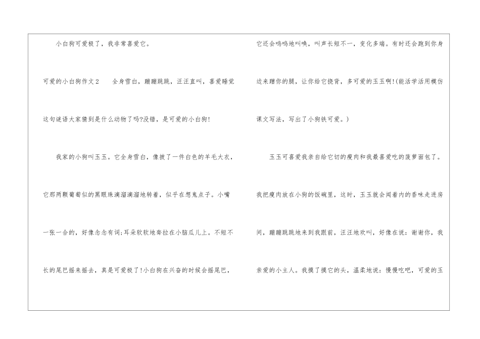 可爱的小白狗作文-可爱的小白狗作文三篇_第3页