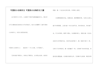 可爱的小白狗作文-可爱的小白狗作文三篇