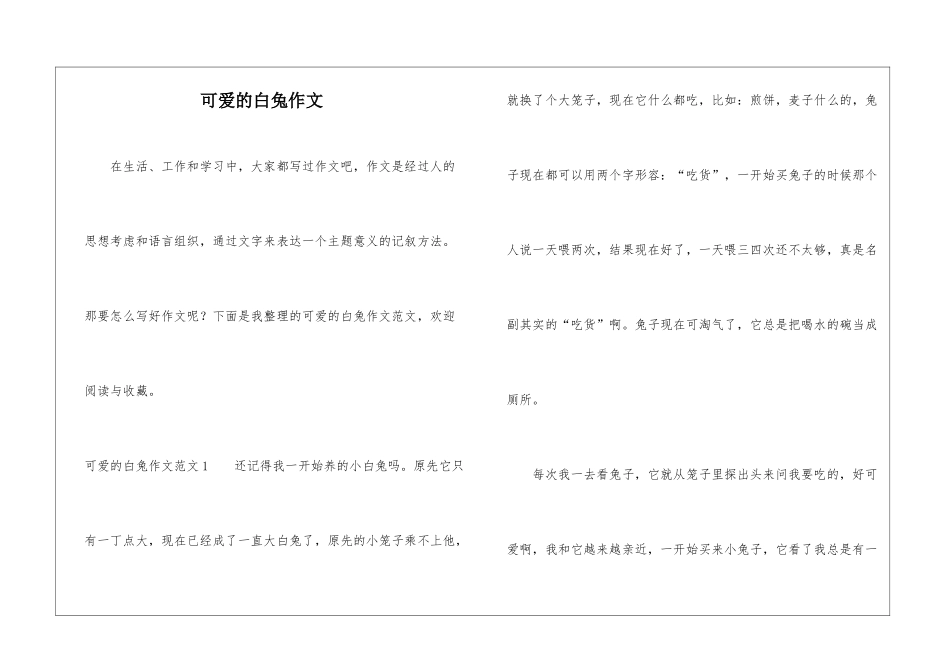 可爱的白兔作文_第1页