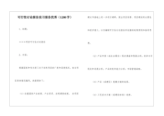 可行性研究报告实习报告优秀