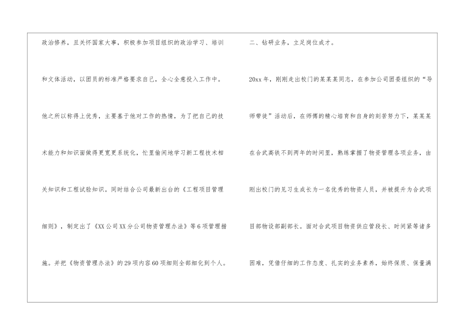 各单位通用优秀团员事迹材料_第2页