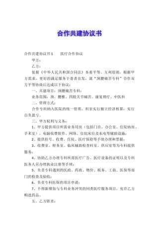 合作共建协议书