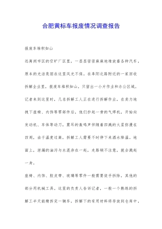 合肥黄标车报废情况调查报告-