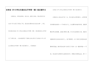 吉林省《中小学生交通安全开学第一课》观后感作文