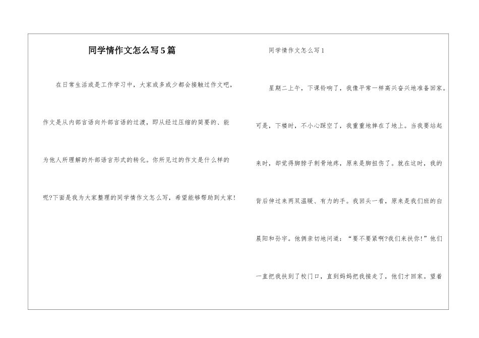 同学情作文怎么写5篇_第1页