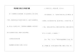 同步练习语文九年级习题