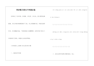 同步练习语文六年级必备