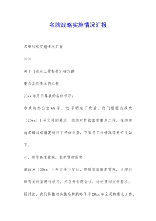 名牌战略实施情况汇报-