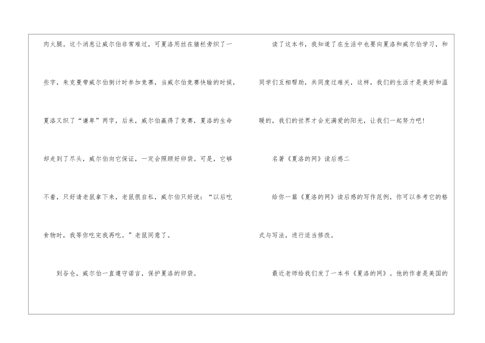 名著《夏洛的网》读后感最新5篇_第3页