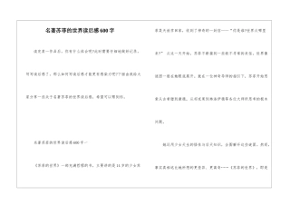 名著苏菲的世界读后感600字