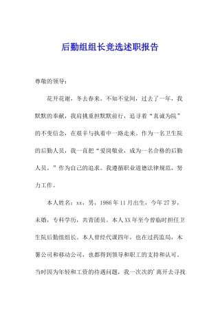 后勤组组长竞选述职报告