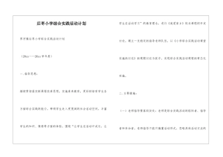 后枣小学综合实践活动计划