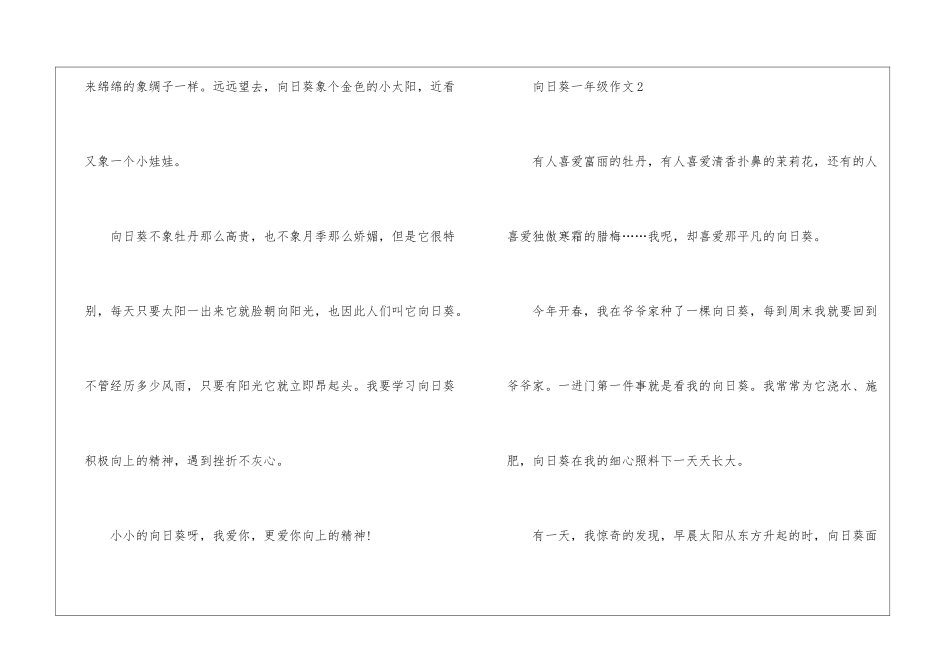 向日葵一年级作文模板10篇_第2页