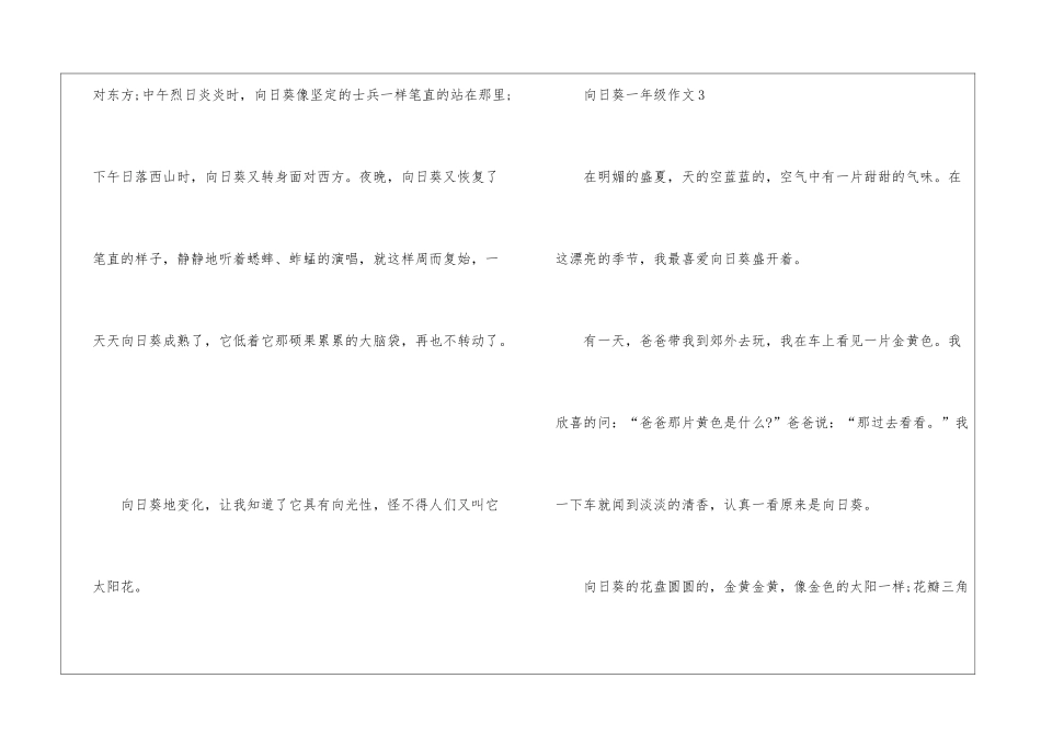 向日葵一年级作文模板10篇_第3页
