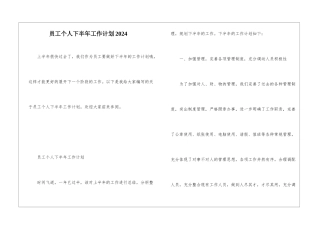 员工个人下半年工作计划2024