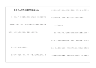员工个人工作心得实用总结2024