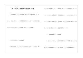 员工个人工作感悟总结简短2024