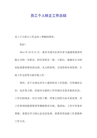 员工个人转正工作总结