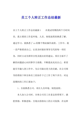 员工个人转正工作总结最新