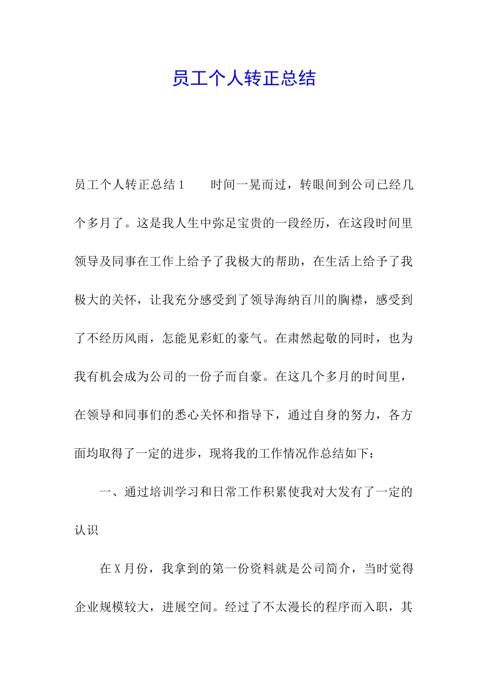 员工个人转正总结_第1页