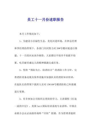 员工十一月份述职报告