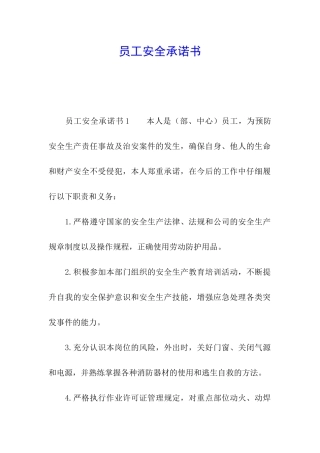 员工安全承诺书