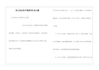 员工安全生产承诺书汇总6篇