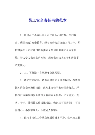 员工安全责任书的范本