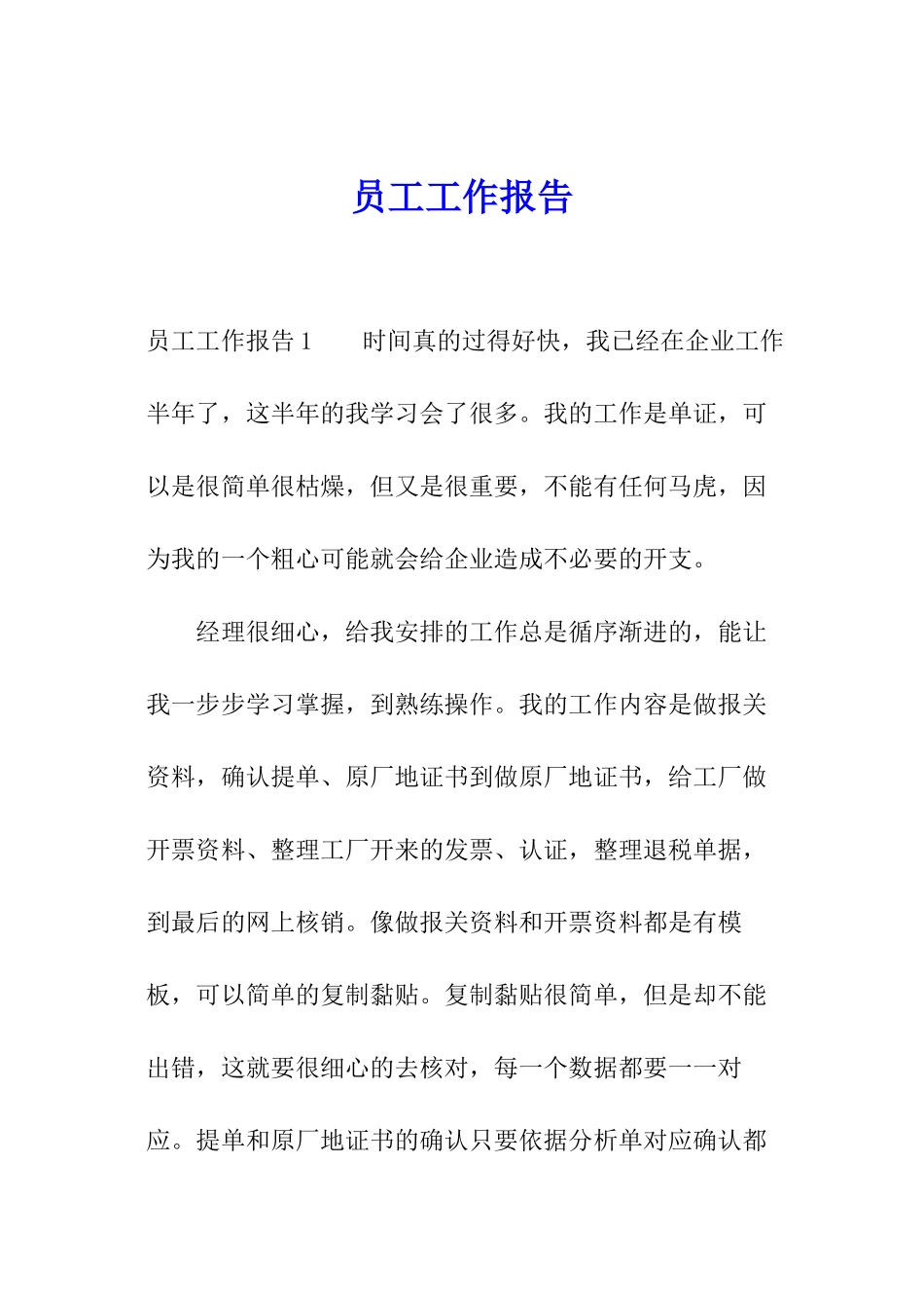 员工工作报告_第1页