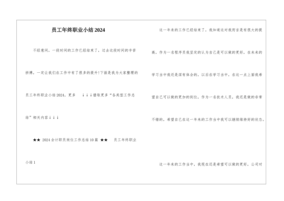 员工年终职业小结2024_第1页