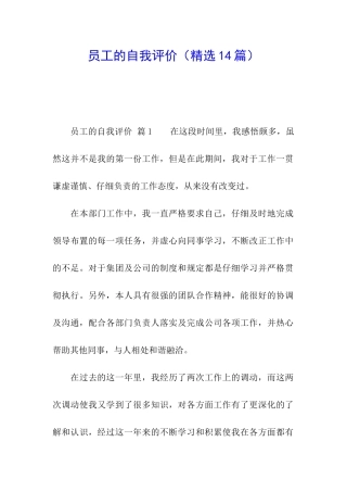 员工的自我评价
