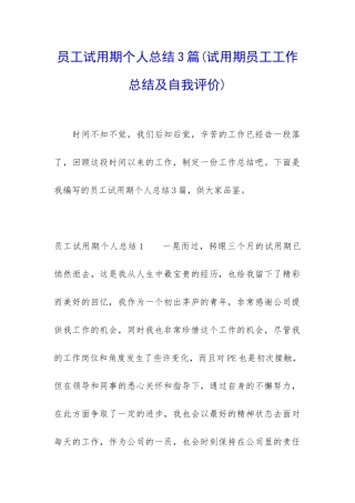 员工试用期个人总结3篇