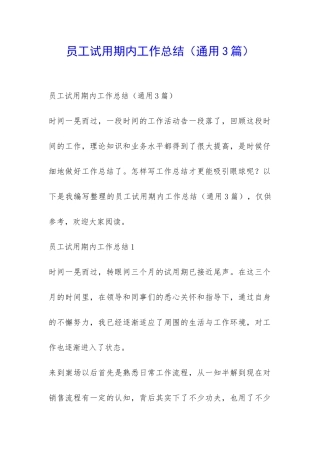 员工试用期内工作总结-