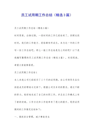 员工试用期工作总结-