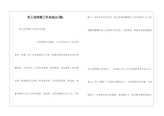 员工试用期工作总结(15篇)