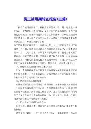 员工试用期转正报告