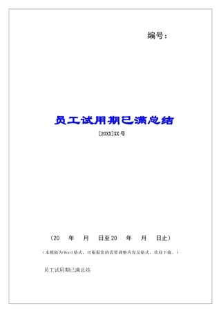 员工试用期已满总结-