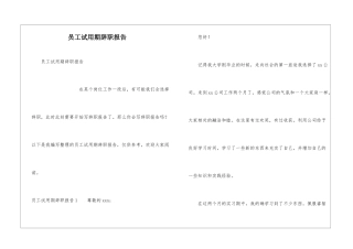 员工试用期辞职报告