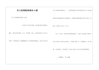 员工试用期述职报告15篇