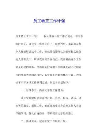 员工转正工作计划