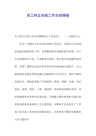 员工转正自我工作总结模板