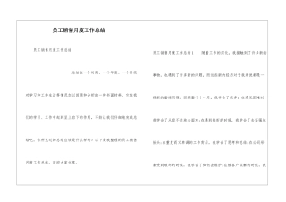 员工销售月度工作总结