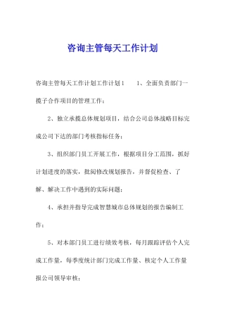 咨询主管每天工作计划