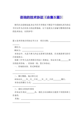 咨询的技术协议